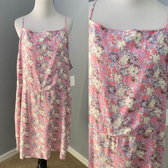 NEW Abound Floral Mini Dress Pink blue Floral abstract 3X - Picture 1 of 12